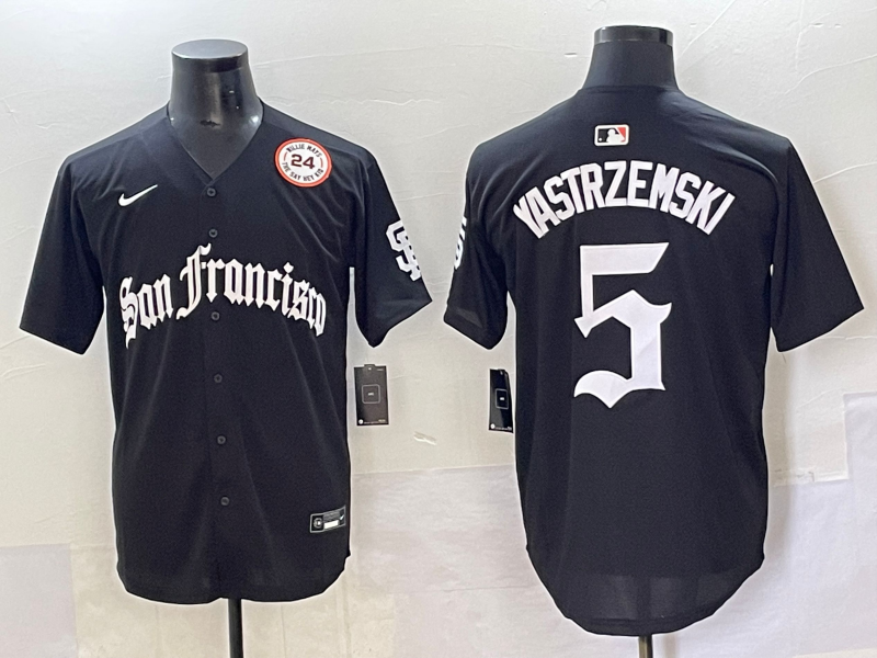 Men 2025 San Francisco Giants #5 Yastrezemski Black Five generations Joint Name Nike MLB Jersey style 21